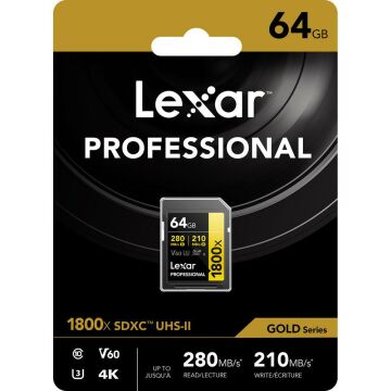 Lexar Professional 64GB 280mb/s SDXC Hafıza Kartı