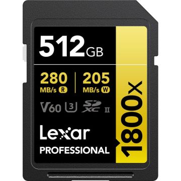 Lexar Professional 512GB 280 MB/s Gold SD Hafıza Kartı