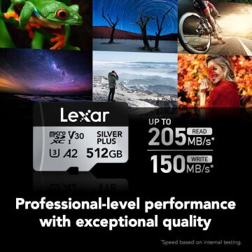 Lexar Professional 512GB 205 MB/s Silver Plus MicroSD Hafıza Kartı