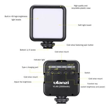 Ulanzi VL49 Mini Led Vlogger Youtuber Işık