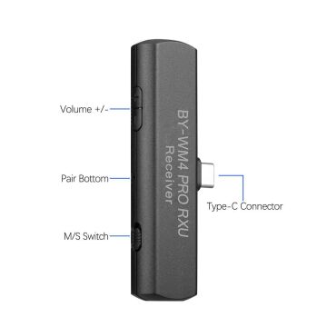 Boya BY-WM4 PRO-K5 Telefon Üzerine Takılan Küçük Alıcılı Kablosuz Yaka Mikrofonu