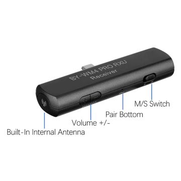 Boya BY-WM4 PRO-K5 Telefon Üzerine Takılan Küçük Alıcılı Kablosuz Yaka Mikrofonu