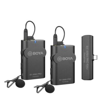 Boya BY-WM4 PRO-K6 Telefon Üzerine Takılan Küçük Alıcılı İkili (2 mikrofonlu) Kablosuz Yaka Mikrofonu