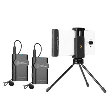 Boya BY-WM4 PRO-K6 Telefon Üzerine Takılan Küçük Alıcılı İkili (2 mikrofonlu) Kablosuz Yaka Mikrofonu