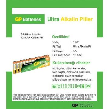 Gp Ultra Alkalin 12'li AA PİL