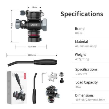 Ulanzi U190 Pro Fluid Video Tripod Başlığı E009GBB1