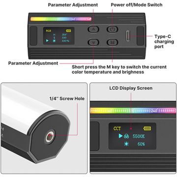 Ulanzi 2637 Kompakt Manyetik RGB LED Tüp Işık