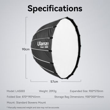 Ulanzi 90cm Bowens Mount Parabolic Softbox L055