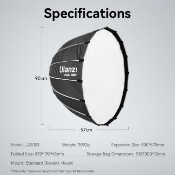 Ulanzi 90cm Bowens Mount Parabolic Softbox L055
