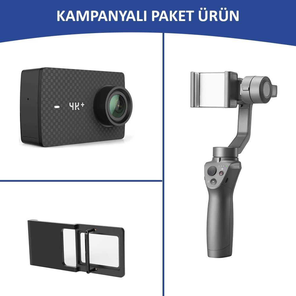 DJI Osmo Mobile 2 + Yi 2+ 4K Plus Aksiyon Kamera Profesyonel Video Seti