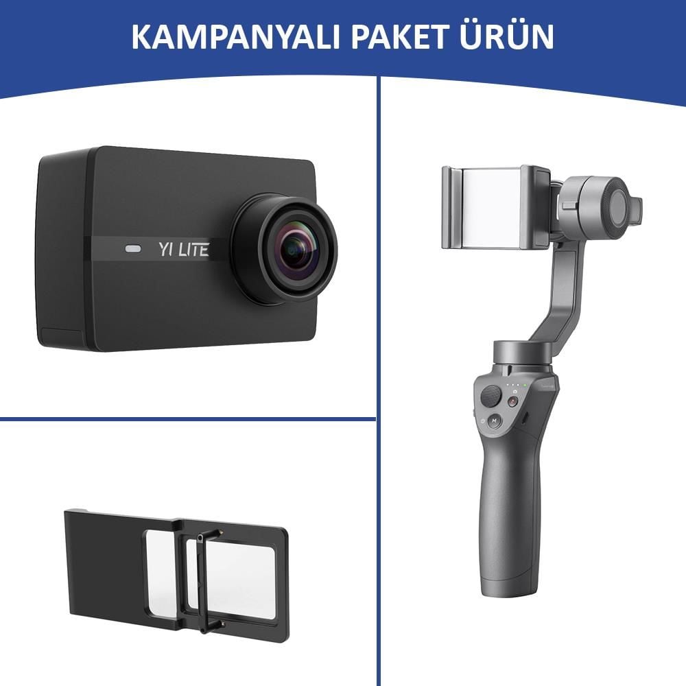 DJI Osmo Mobile 2 + Yi Lite Aksiyon Kamera Profesyonel Video Seti