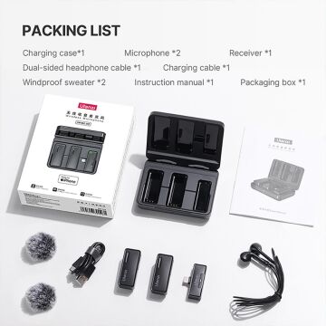 Ulanzi UW-MIC Kablosuz İkili Kayıt Yaka Mikrofonu - Lightning