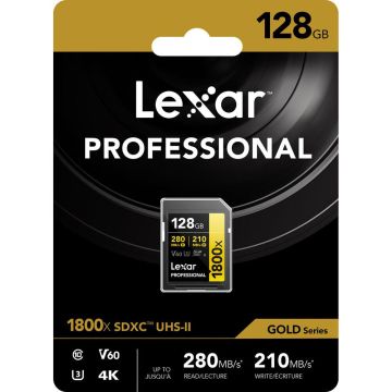 Lexar Professional 128GB 1800X 280 MB/s 4K V60 SDXC Hafıza Kartı