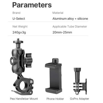 Ulanzi MP-5 Aksiyon Kamera ve Telefon Bisiklet Bağlantı Aparatı
