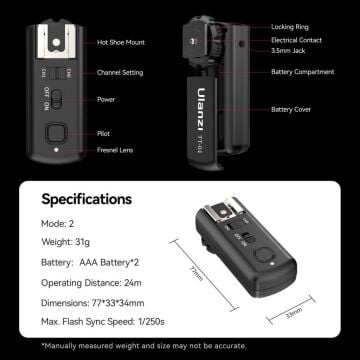 Ulanzi TT-01 Kablosuz Flaş Tetikleyici L002