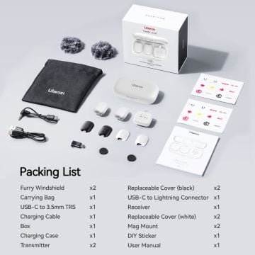 Ulanzi A30 Tiny 2 Kişilik Mikrofon Seti - Beyaz