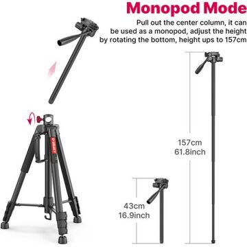 Ulanzi U-Select VT-01 Çok Fonksiyonlu Taşınabilir Alüminyum Tripod Monopod