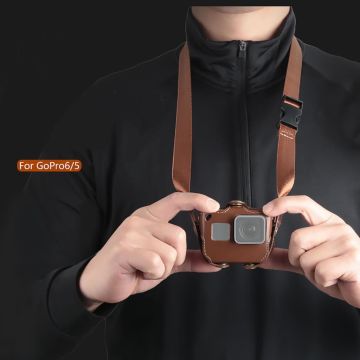 Gopro Hero 5/6/7 Askılı Deri Kılıf