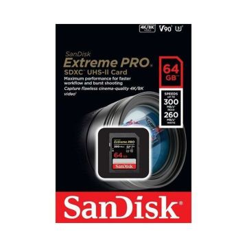 Sandisk Extreme Pro 64GB 300mb/s SDXC Hafıza Kartı