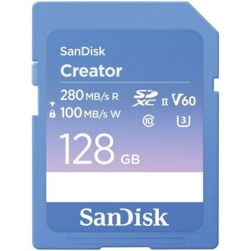 SanDisk Creator 128GB V60 280MB/s UHS-II SDXC Hafıza Kartı - SDSDXEP-128G-GNCIS
