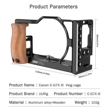 UURig C-G7XMarkIII Canon G7X III Vlog Cage Çerçeve