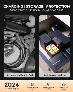 Imuto 3600 mWh AA Lityum Şarjlı Pil Seti (8’li) + 8 Yuvalı Şarj Ünitesi