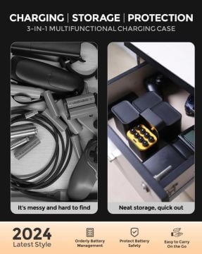 Imuto 3000mWh AA & 1300mWh AAA Lityum Şarjlı Pil Seti (4+4) Yuvalı Şarj Ünitesi