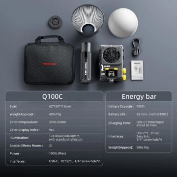 PHOTOOLEX Q100C 100W RGB COB LED Işık - Q100C-RGBCOB