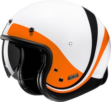 HJC V31 Emgo Retro Jet Kask Beyaz/Turuncu