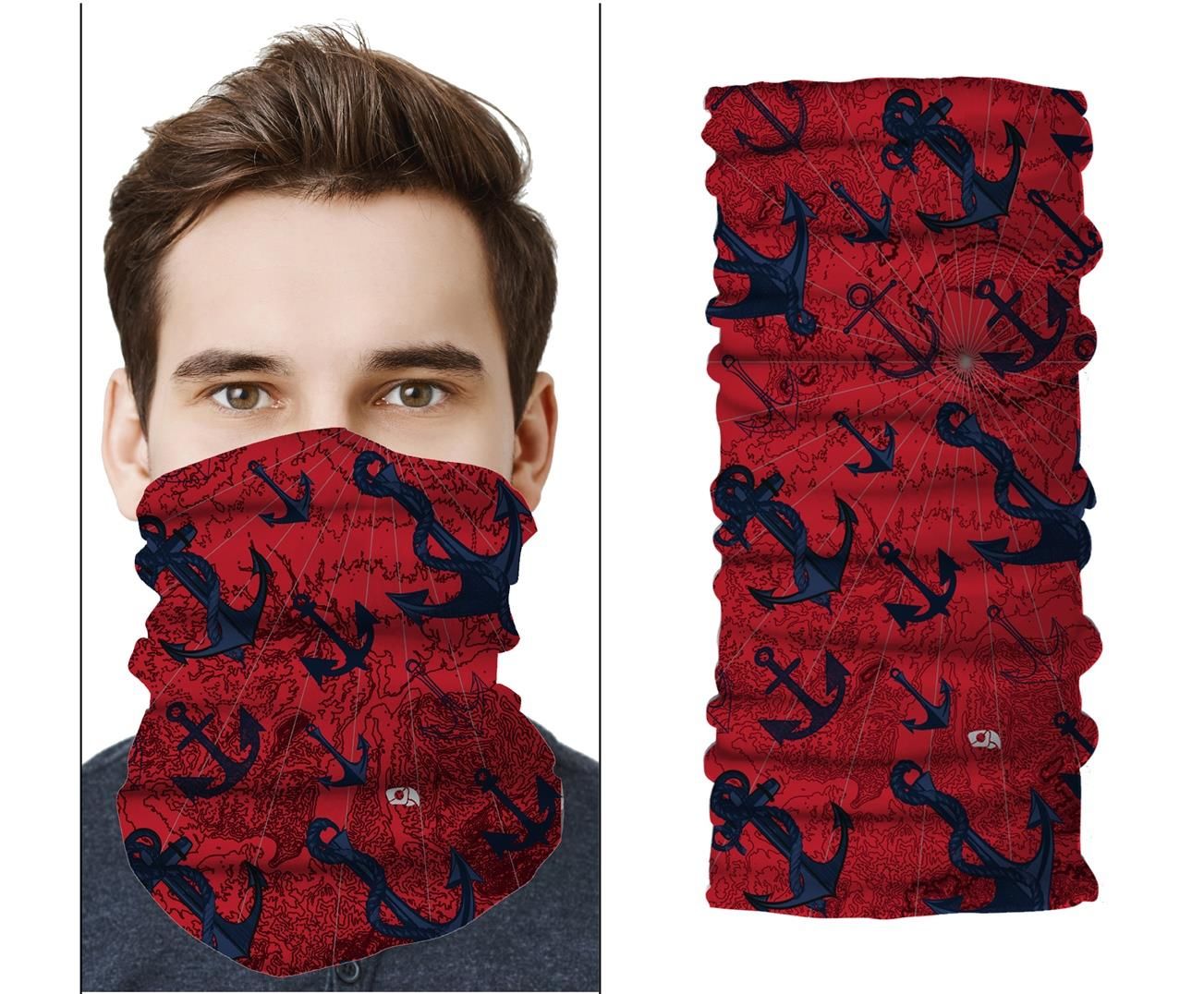 Pirate & Parrot Red Anchor Bandana