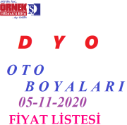 DYO-Oto Grubu 05-11-2020 Fiyat Listesi