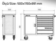 İZELTAŞ  Takım Dolabı Ahşap Üst Tablalı Workbench (7 Çekmeceli)  8247 32 1007