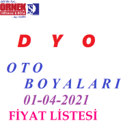 DYO-Oto Grubu 01-04-2021 Fiyat Listesi