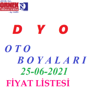 DYO-Oto Grubu 25-06-2021 Fiyat Listesi