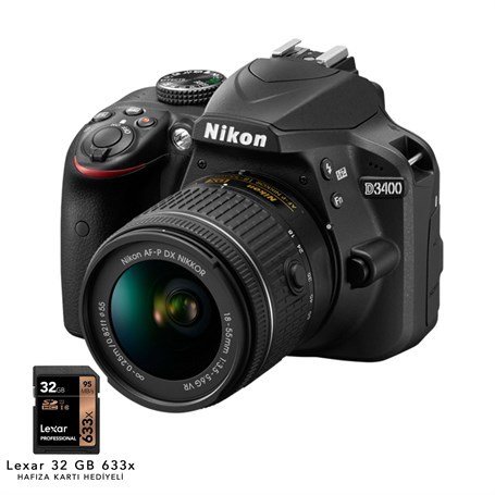 Nikon D3400 + AF-P 18-55VR KIT+Lexar 32GB 633X Professional SDHC UHS-1 (Class 10) U1