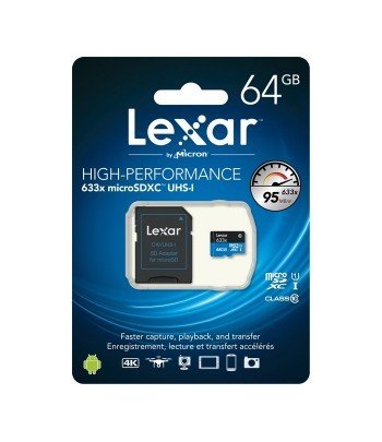Lexar 64GB microSDHC UHS-I High Speed 633x with AdapterLexar 64GB microSDHC UHS-I High Speed 633x with Adapter