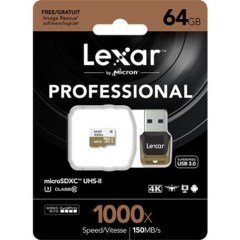 Lexar 64GB microSDXC UHS-II 1000x with Reader