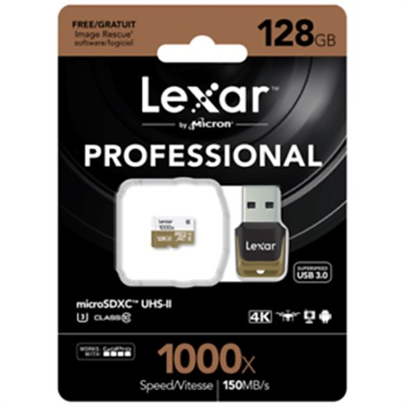 Lexar 128GB microSDXC UHS-II 1000x with Reader