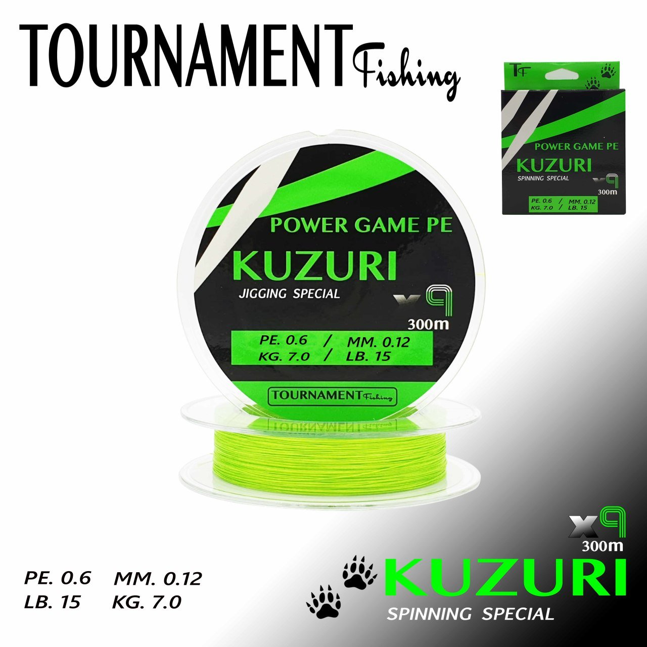 TOURNAMENT fishing Power game pe KUZURI Spinning Special X9 PE.0.6/MM0.12 KG7.0/LB.15