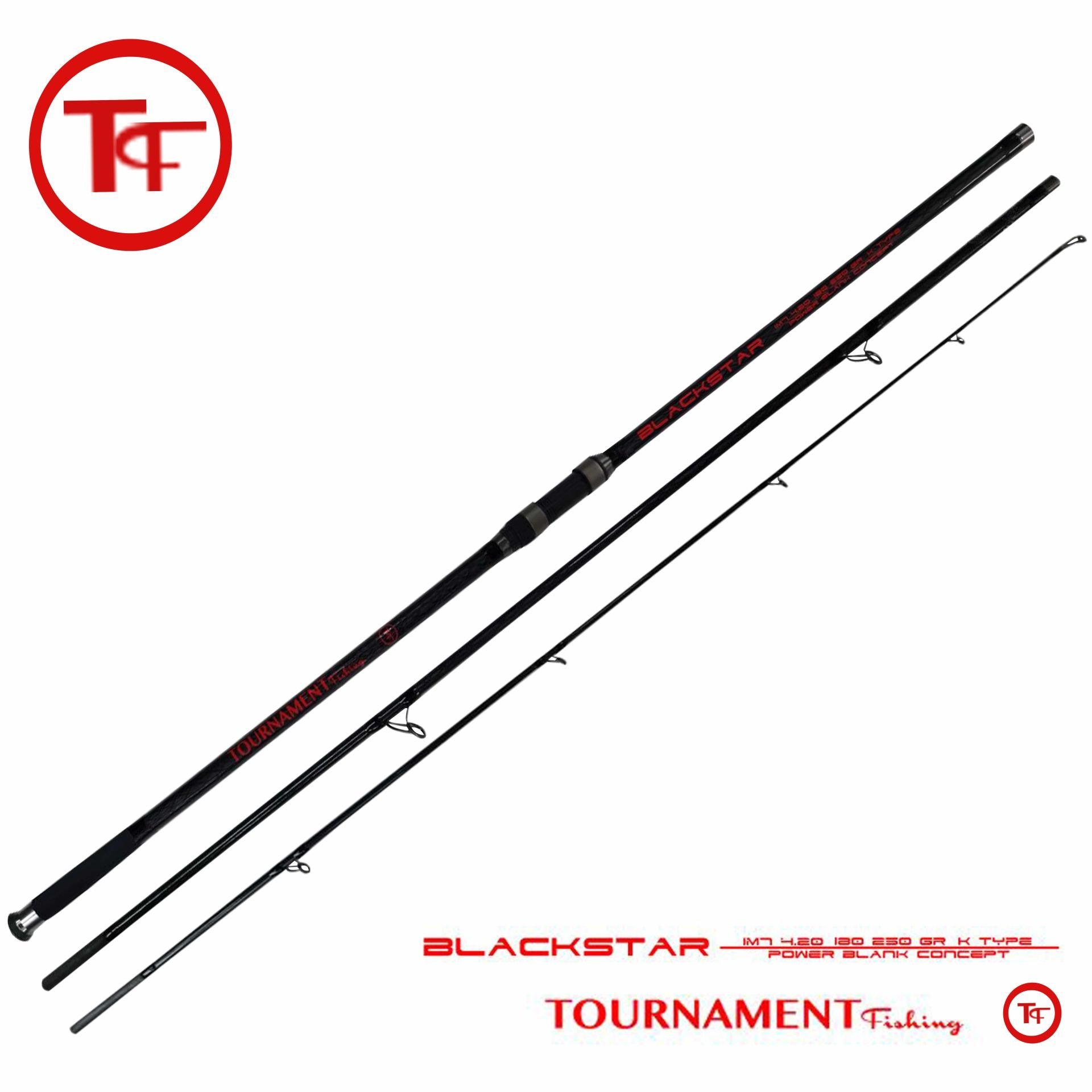 Tournament fishing BlackStar 4.20 Mt  IM7 Power blank concept 180-250gr atarlı 3 Parça Surf Olta Kamışı