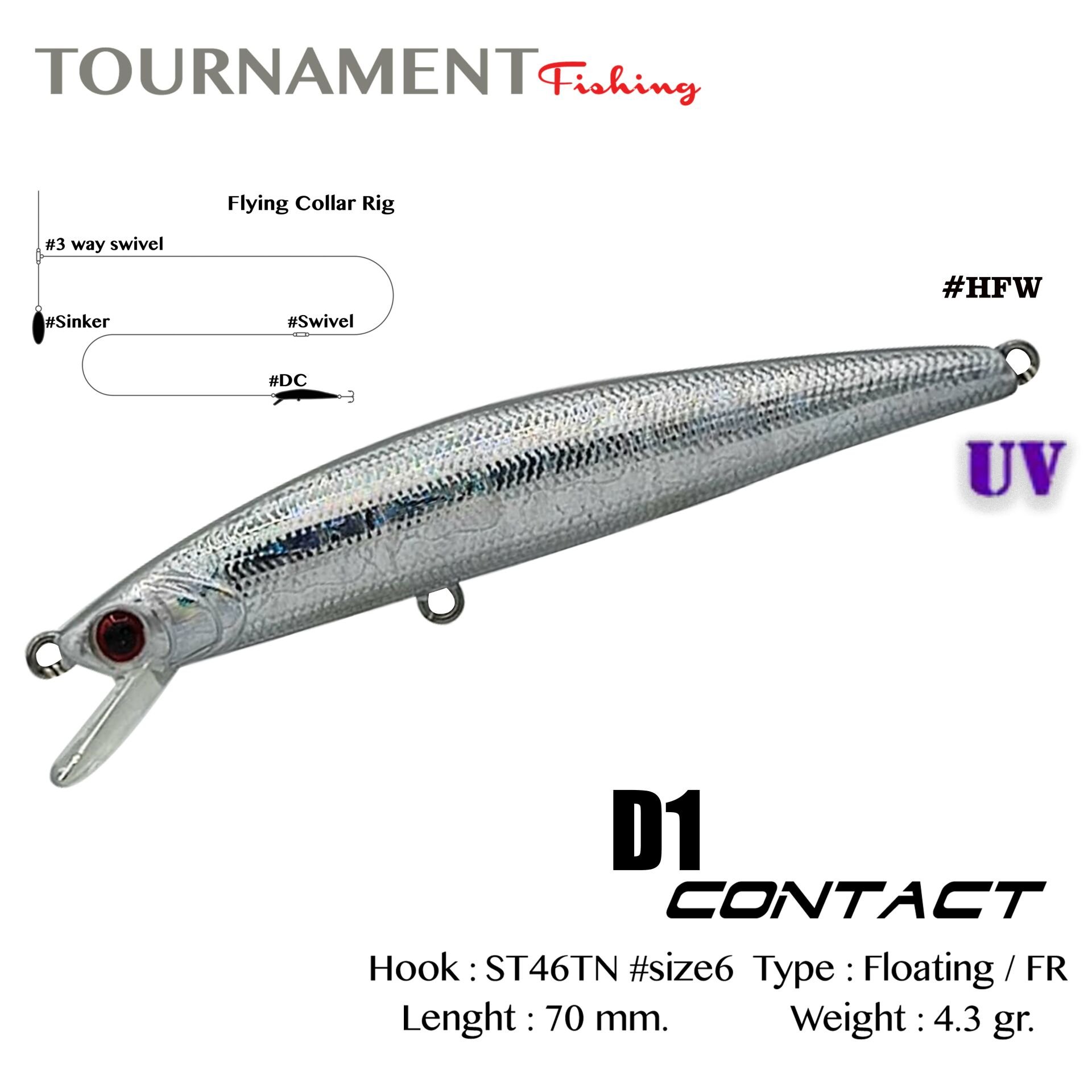 Tournament fishing D1 Contact 70 F 70 mm 4.3 gr #HFW
