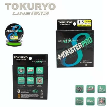 TOKURYO LINE LAB MONSTERPRO X8 1.5pe 0.16mm 25Ib 11.4kg Bright-Green 300mt