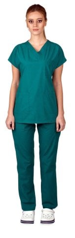 Cerrahi Forma Bayan Hastane Yeşili Renk- Terikoton Kadın Scrubs Forma