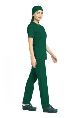 Bayan Klasik Koyu Hastane Yeşili Scrubs Forma