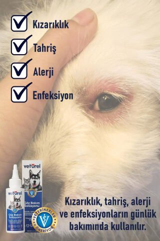 Kedi Göz Damlası Köpek Göz Temizleme Solüsyonu Alerji Kızarıklık Enfeksiyon Gözyaşı Lekesi 2x100ml