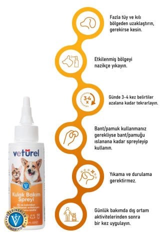 Köpek Kulak Temizleme Solüsyonu Kedi Kulak Uyuzu Kir Enfeksiyon Kaşıntı Koku Önleyici Damla 2x100ml
