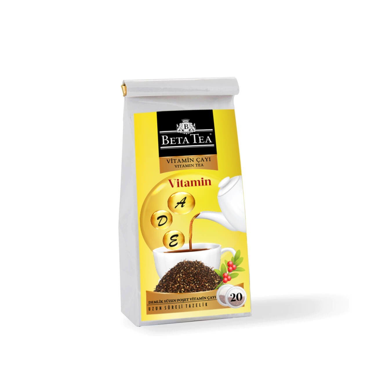 Beta Tea Vitamin Destekli Demlik Poşet Çay 20 adet (A, D, E Vitaminleri İçerir)