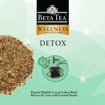 Beta Tea Wellness Detox Müslin Piramit Çay 2 gram (%100 Doğal Pamuk Dokuma)