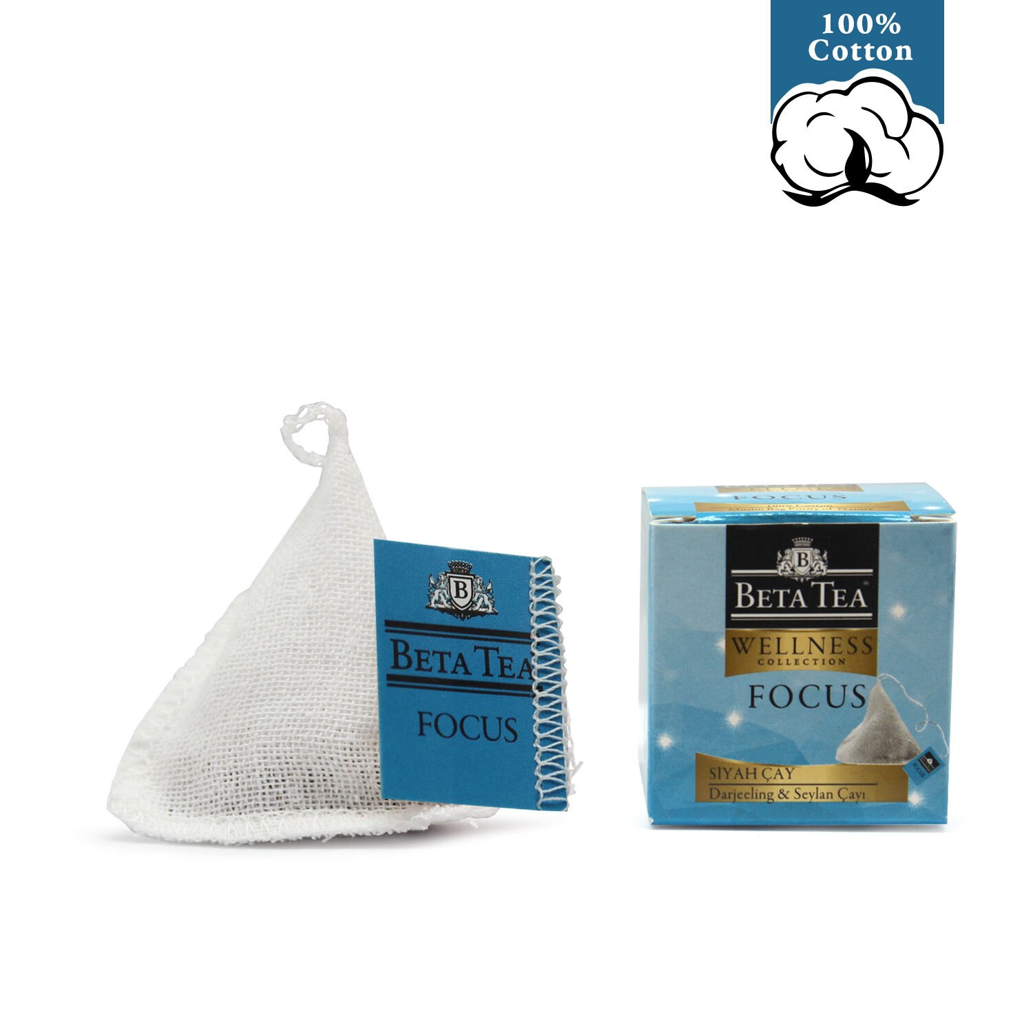 Beta Tea Wellness Focus Müslin Piramit Darjeeling Çayı 2 gram (%100 Doğal Pamuk Dokuma)