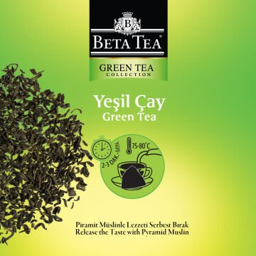 Beta Tea Wellness Green Müslin Piramit Yeşil Çay 2 gram (%100 Doğal Pamuk Dokuma)